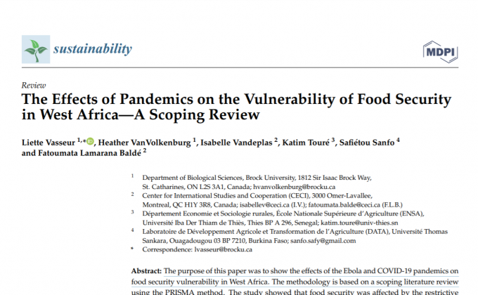 The Effects of Pandemics on the Vulnerability of Food Security in West Africa—A Scoping Review